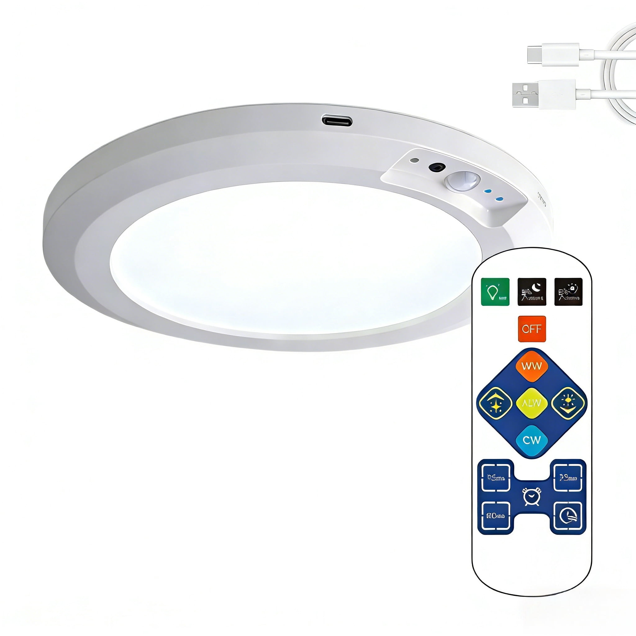 Rechargeable Motion Sensor Ceiling Light with Remote, Wireless Magnetic Stick-on Closet Light, Dimmable with Timer & 3 Color Temperatures for Shower Hallway