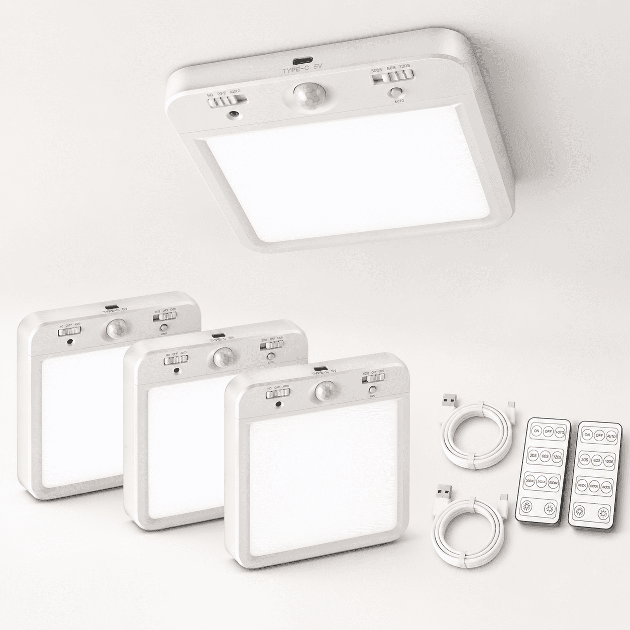 Remote Box Sensor Rechargeable Motion Sensor Ceiling Light Wireless Remote 4-pack ...