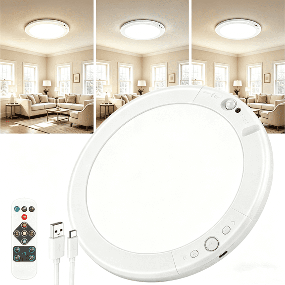 Rechargeable Motion Sensor Ceiling Light with Remote - Magnetic Wireless Ceiling Light Battery Powered for Closet Shower Stairs Shed Hallway ect