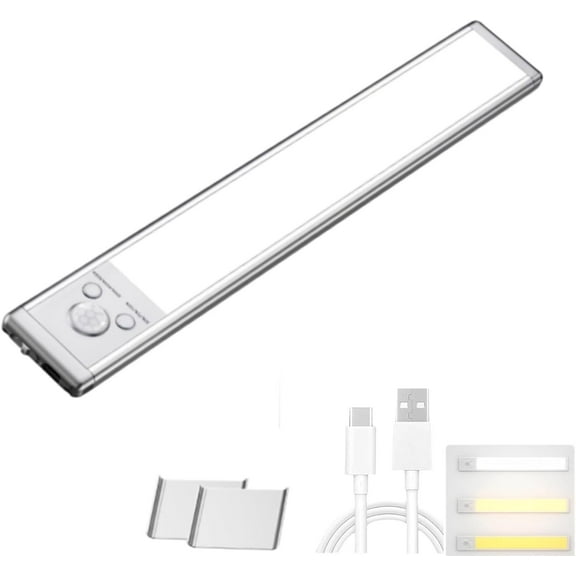 Rechargeable Motion Sensor LED Lights, Punch-Free Smart Sensor Magnetic Rechargeable LED Lights, for Indoor Closet, Hallway, Kitchen (1pc, 11.81in)