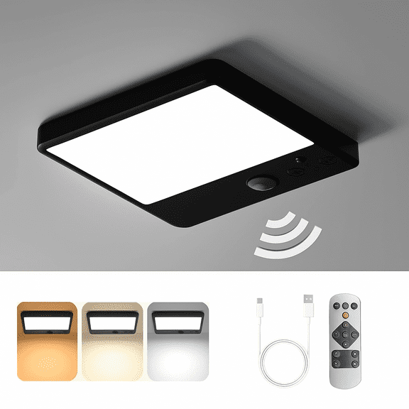 HOMODEN Rechargeable Motion Sensor Light - 4000mAh Battery, 13H Long Lasting, Flicker-Free, 3000-6500K, Wireless Remote & Magnetic Mount (Hallway/Closet)