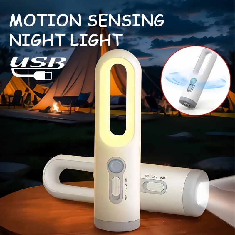 Rechargeable Motion Sensor Night Light 3 in 1 Portable LED Night Light Flashlight for Bedroom, Bathroom and Camping Outdoor