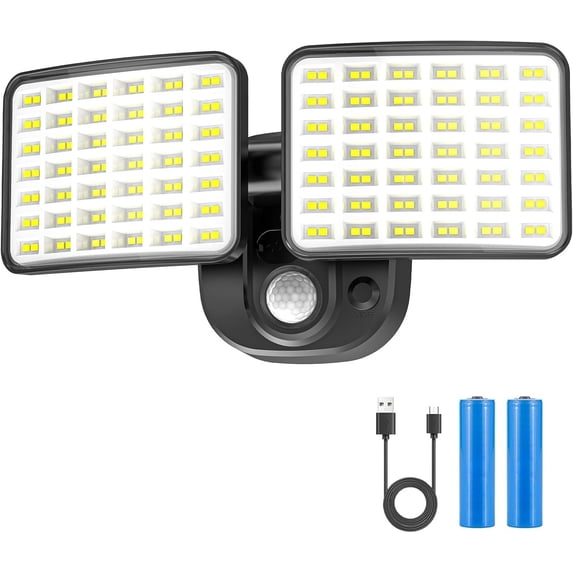 Rechargeable Motion Sensor Outdoor Light, Operated Lights with 2500LM & 4000LM Dual Modes, USB Flood Light, LED Lights for Garage, Yard, Shed, Porch