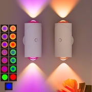 Rechargeable Motion Sensor Wall Light,7 Colors Wireless Wall Lamp LED Indoor Up and Down Wall Sconce, 5000mAh Battery Powered Magnetic RGB Lamps, Brightness Adjustable Night Light for Home White