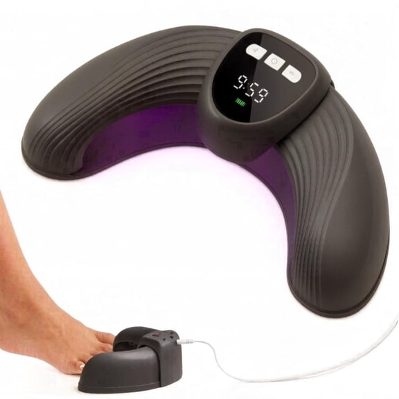 Rechargeable Multi-Toenail & Fingernail Repair Device for Home Use, Customizable Countdown Timer (User-Defined Duration) with Auto Shut-off, Professional LED Nail Care Lamp（Black）