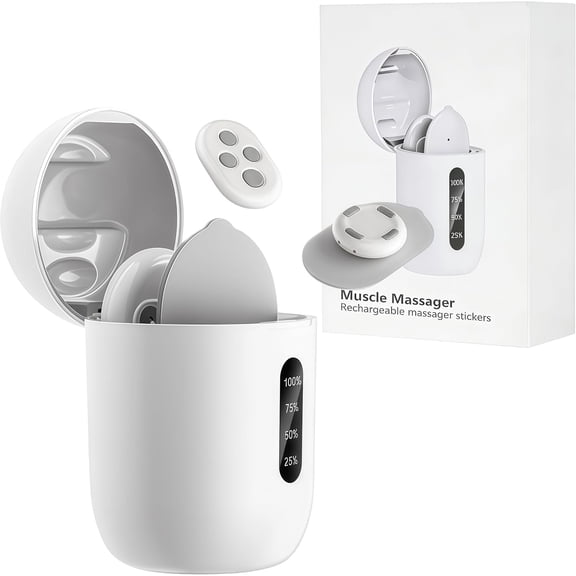 Rechargeable Muscle Massager, Wireless Dual Channel Portable Massager for Pain Relief with Remote Control, 6 Modes &16 Intensity Massage with Charging Case