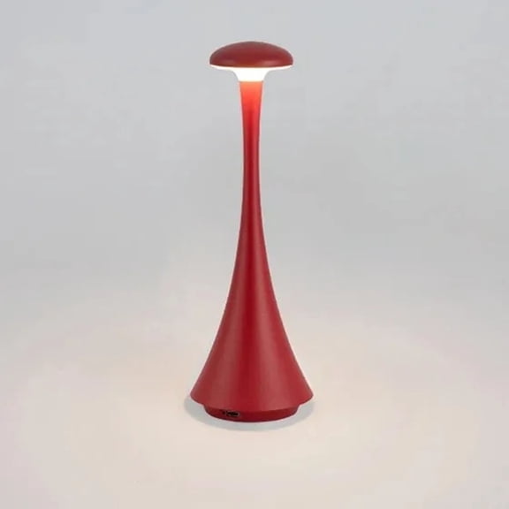 Rechargeable Mushroom Table Lamp, Touch Control Cordless LED Night Light, Type‑C Charging Modern Decorative Desk Lamp for Bedroom Hotel Home Ambient Lighting