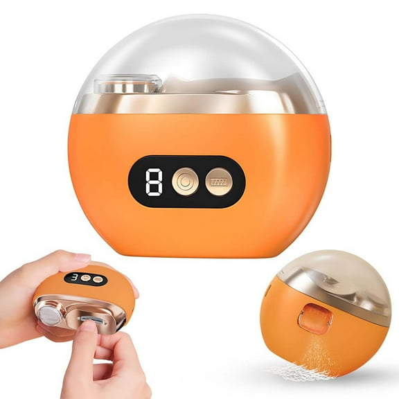 Rechargeable Nail Clipper, 3-in-1 Automatic Nail Trimmer and Polisher with LED Light, Electric Nail File for Easy Home Manicure and Pedicure(Orange)