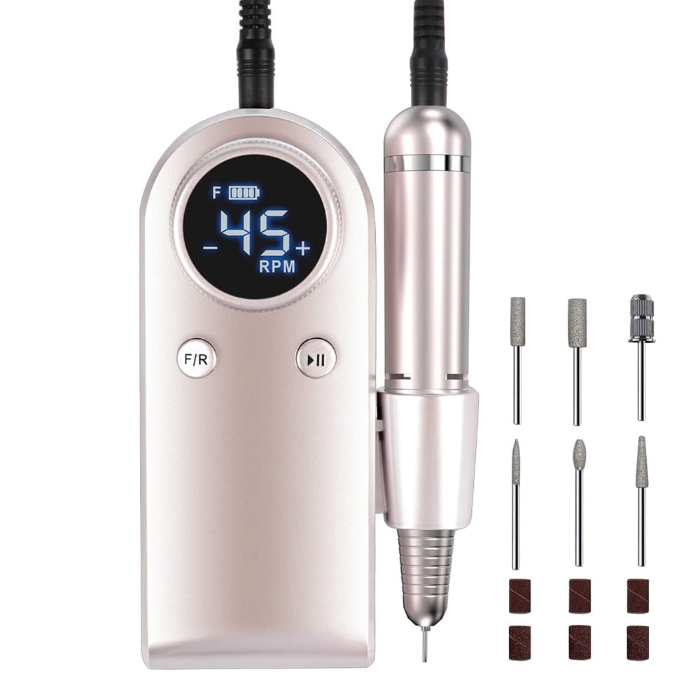 Rechargeable Nail Drill Electric Nail File, 45000RMP Professional Nail Drill Kit For Acrylic Nail Gel, Manicure Pedicure Polishing ,Low Noise