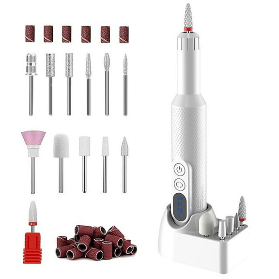 Rechargeable Nail Drill Kit Adjustable Speeds & Reversible Direction Compact Handy for Mani & Pedi
