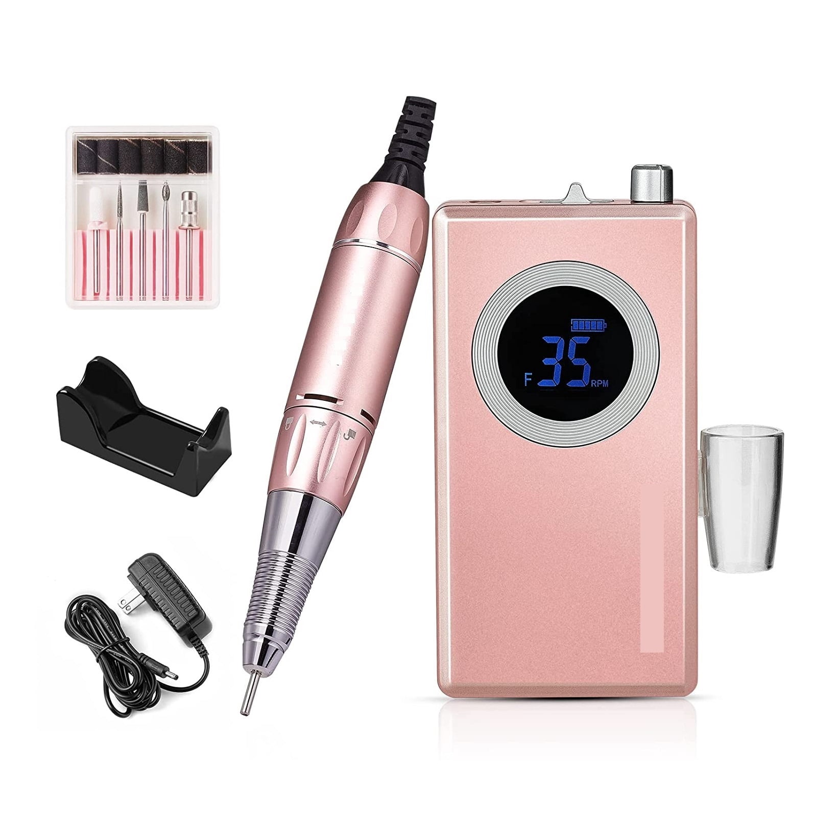 Rechargeable Nail Drill Machine, 35000RMP Professional Nail Drill Kit, Electric Nail File Manicure Drill ,Low Noise