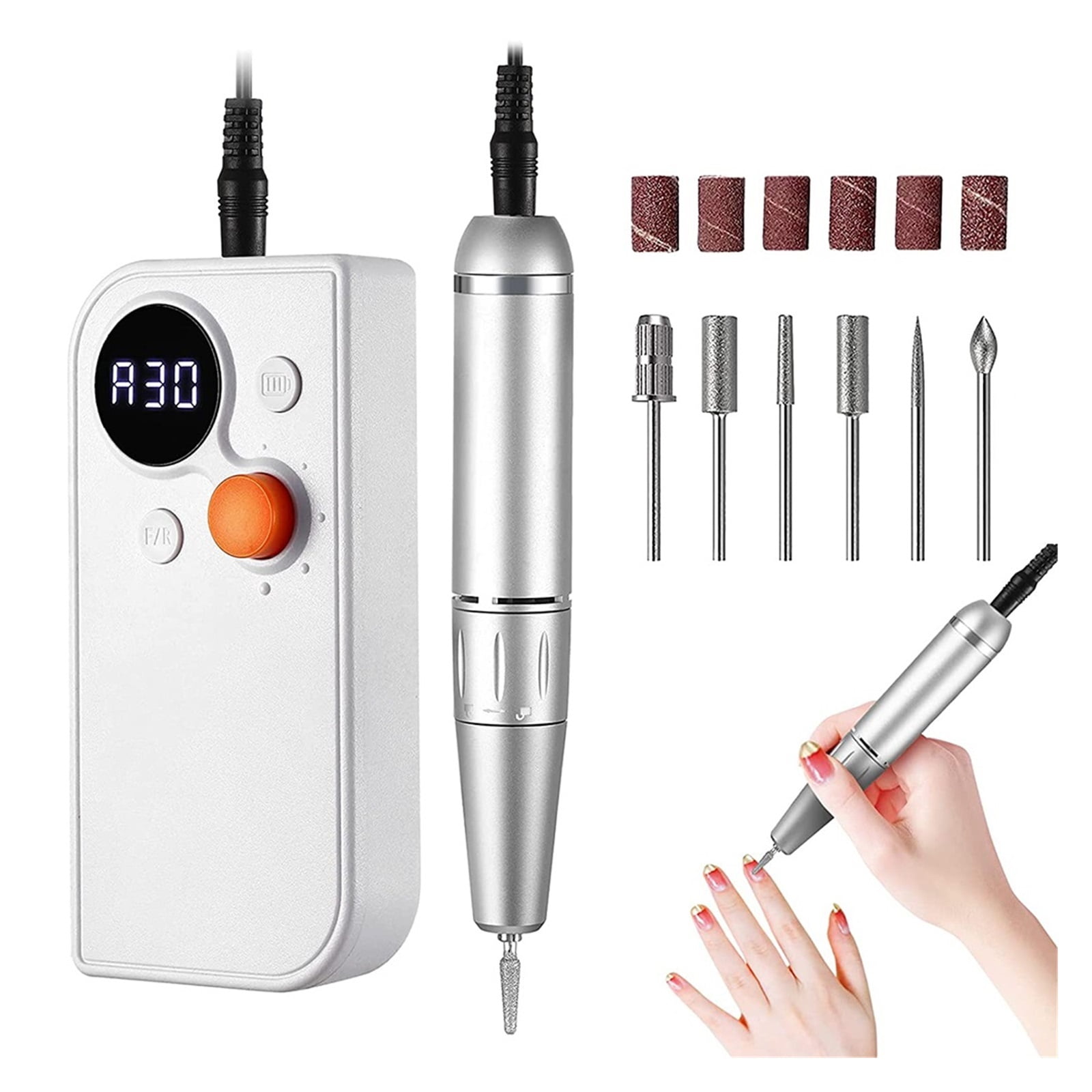 Rechargeable Nail Drill Machine, Electric Nail Drill Sander, Manicure Milling Cutter Set, Professional Nail File Gel Polish Remover ,Low Noise