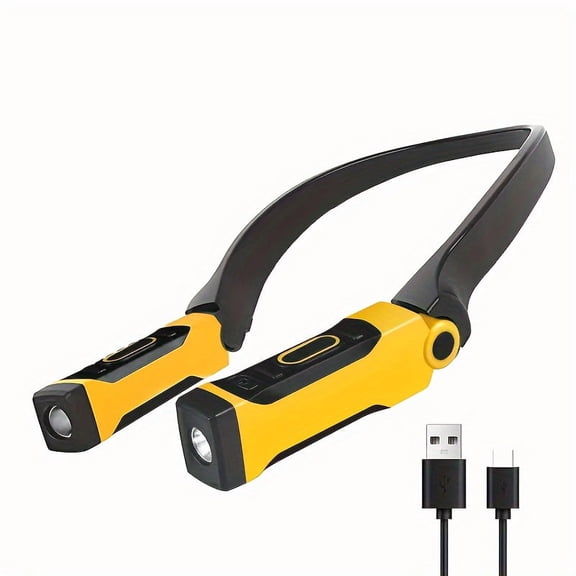 Rechargeable Neck Light with Flexible Arms, 2 Brightness LED Reading Light, Yellow