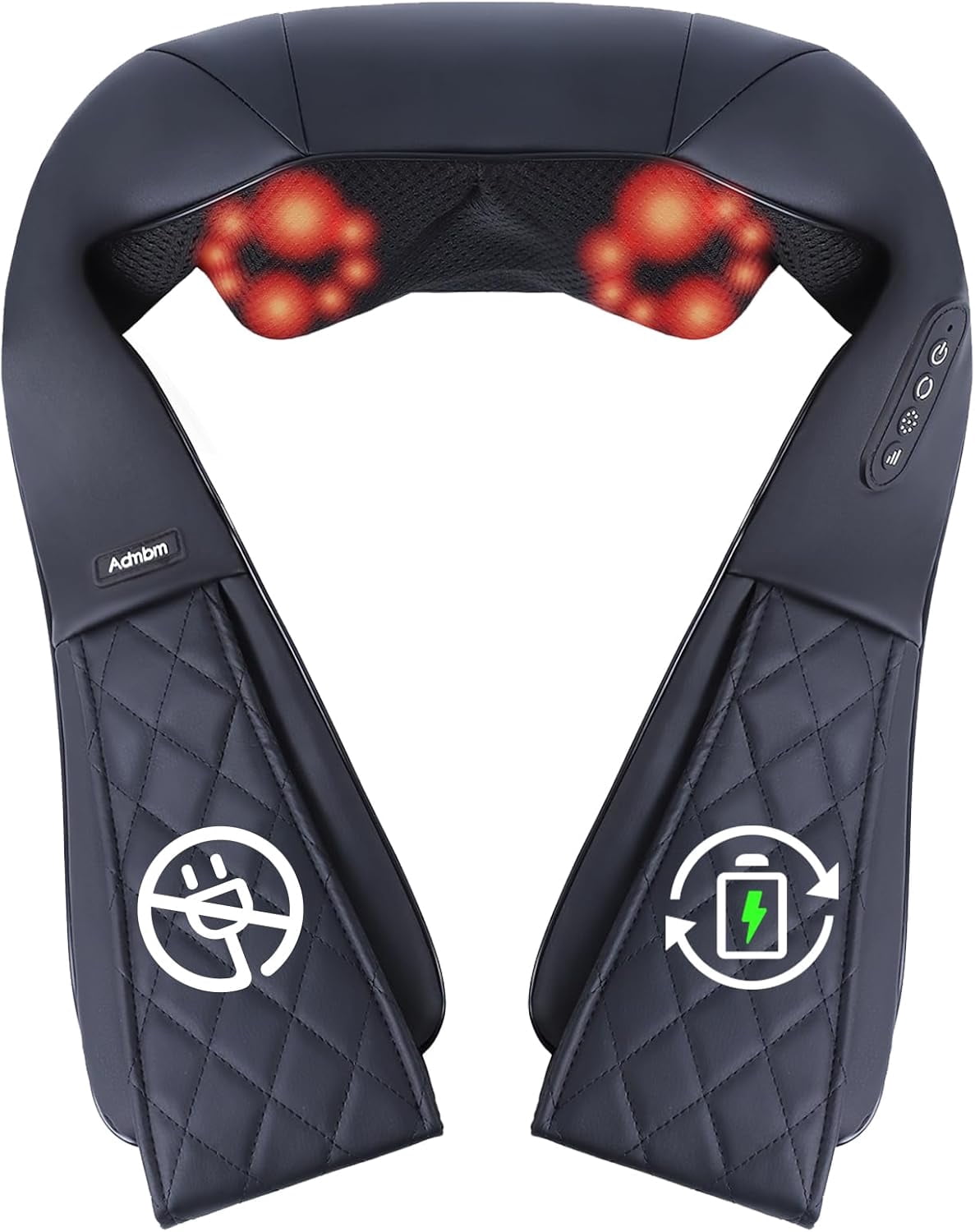 Rechargeable Neck Massager with Heat Shiatsu Back and Neck Massager Cordless Portable Kneading Shoulder Massage Shawl for Pain Relief Deep Tissue Gifts for Dad Mom Friends