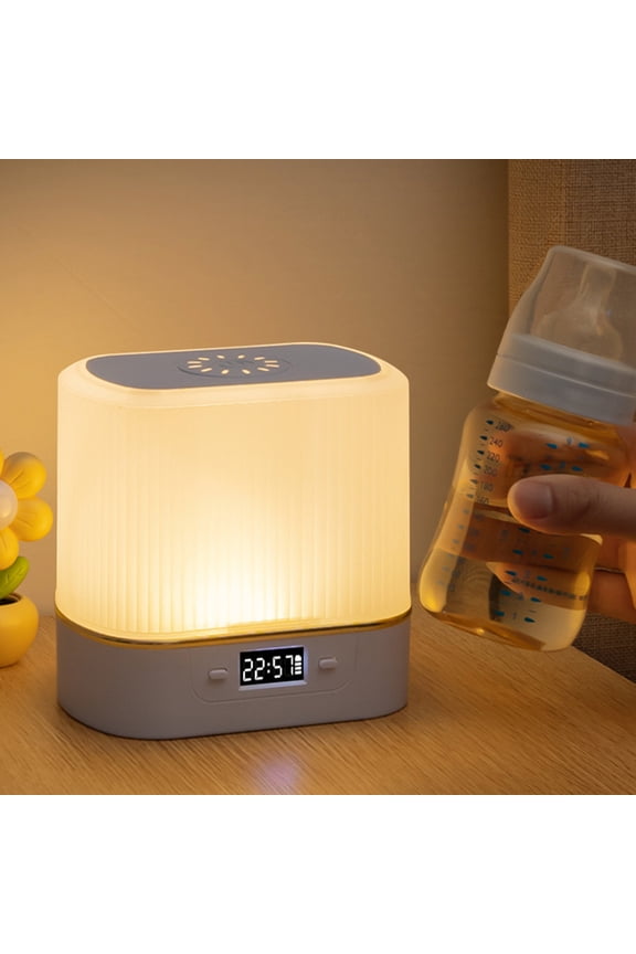 Rechargeable Night Light Bedside Lamp Baby Feeding Bedroom Table Lamp with Clock Adjustable Brightness 3 Color Eye Care USB or Plug In for Reading Sleeping Office