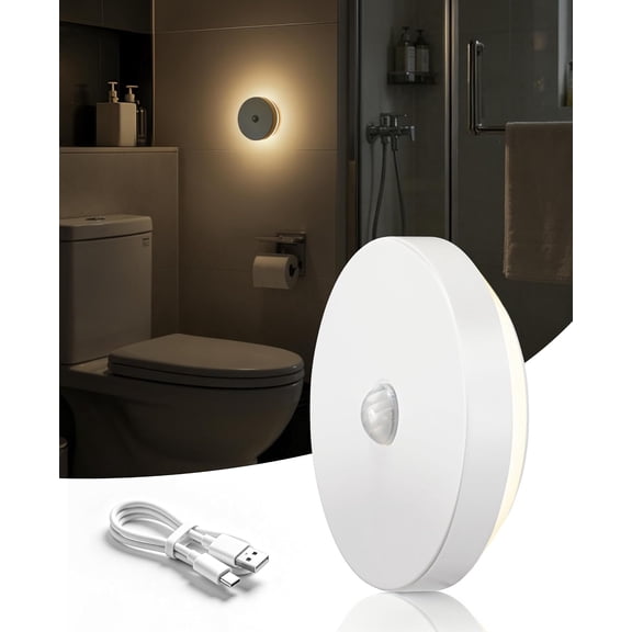 Rechargeable Night Light, Motion Sensor  Operated Nightlight,  Stick- LED Puck Light,  Night Lights for Bathroom, Hallway, Stairs, Bedroom, Closet