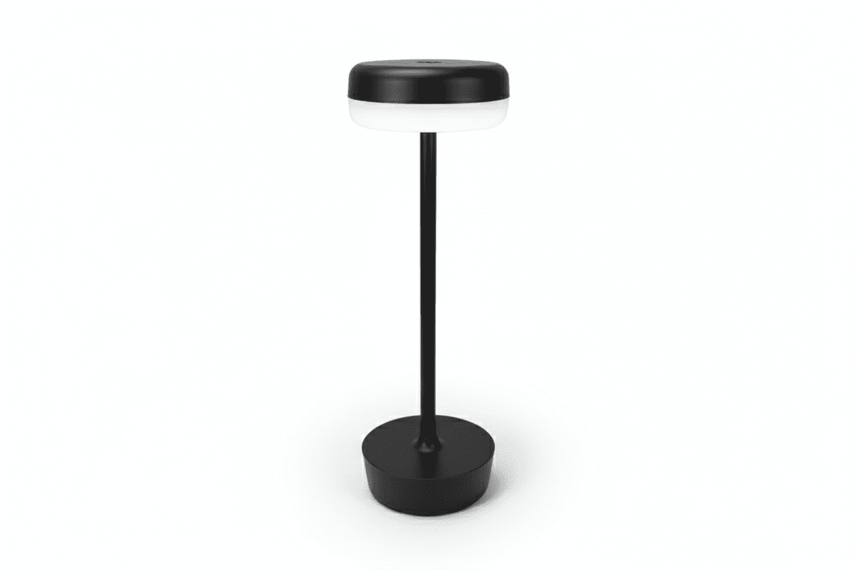 Mainstays 12-Inch Outdoor Rechargeable Table Lamp, Black, Water-Resistant