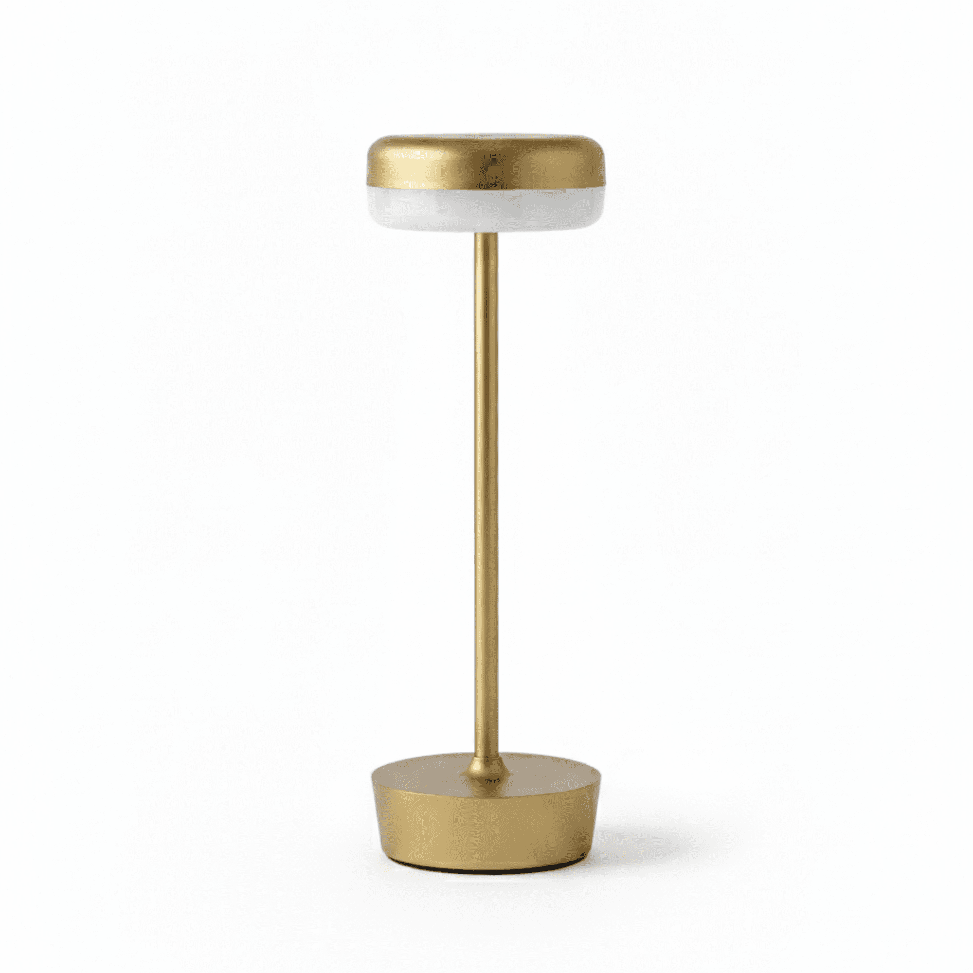 Mainstays 12 inch Outdoor  and Indoor Rechargeable Water Resistant Table Lamp, Gold, 100 Lumens