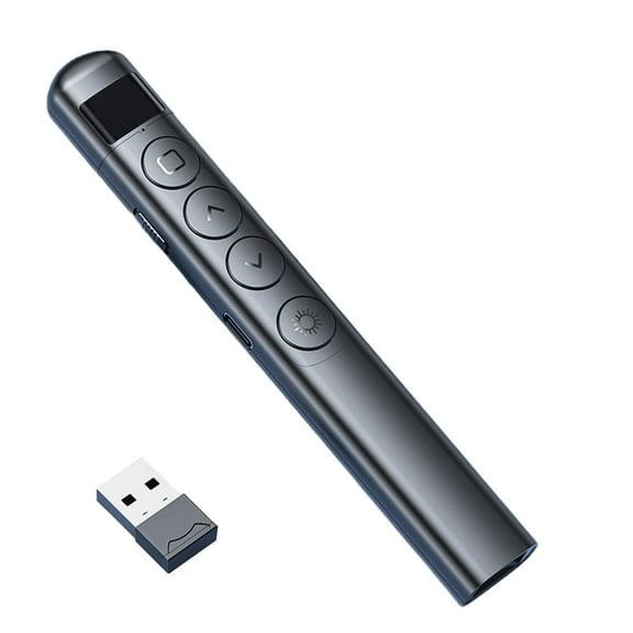 Rechargeable PPT Remote Control Pen, Wireless Presenter with Hyperlink, Page Up/Down, Black