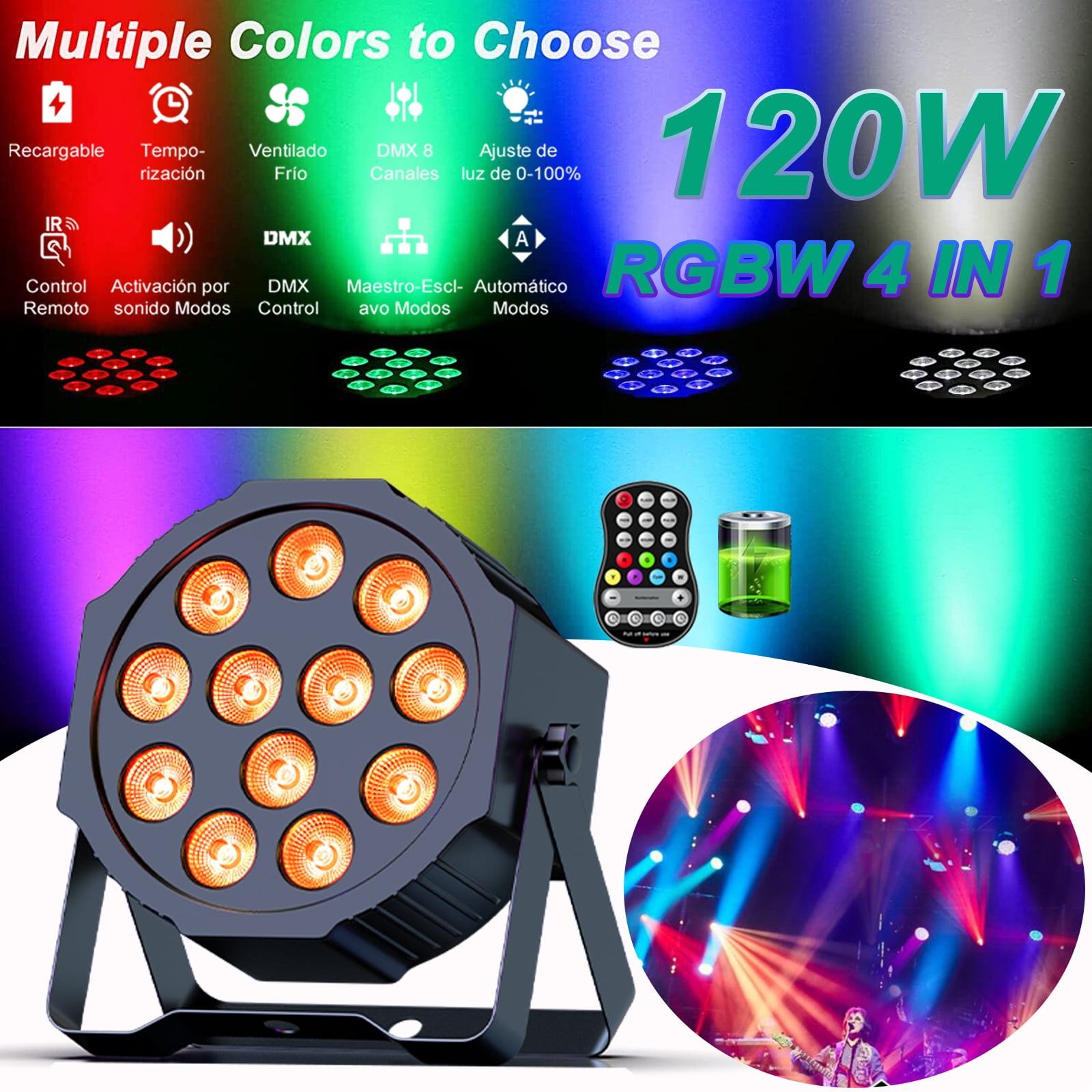 Rechargeable Par Lights RGBW 4-in-1 LED Uplights Battery Rechargeable Par Lights RGBW 4-in-1 LED Uplights Battery