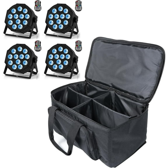 Rechargeable Par Lights RGBW 4-in-1 LED Uplights with Remote & DMX Control for Party Event 4 Packs & Bag