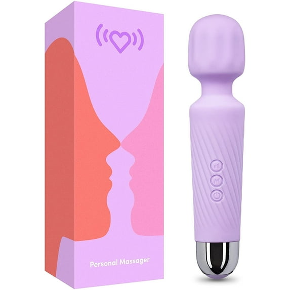 Rechargeable Personal Massager - Quiet & Waterproof - 20 Patterns & 8 Speeds - Travel Bag Included - Men & Women - Perfect for Tension Relief, Muscle, Back, Soreness, Recovery - Purple