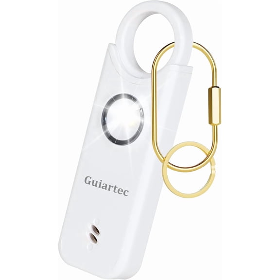 Rechargeable Personal Safety Alarm for Women, 135 dB Loud Self Defense Keychain Siren with LED Strobe Light, Personal Emergency Security Safe Devices Key Chain Alarms for Women Kids Elderly (White)