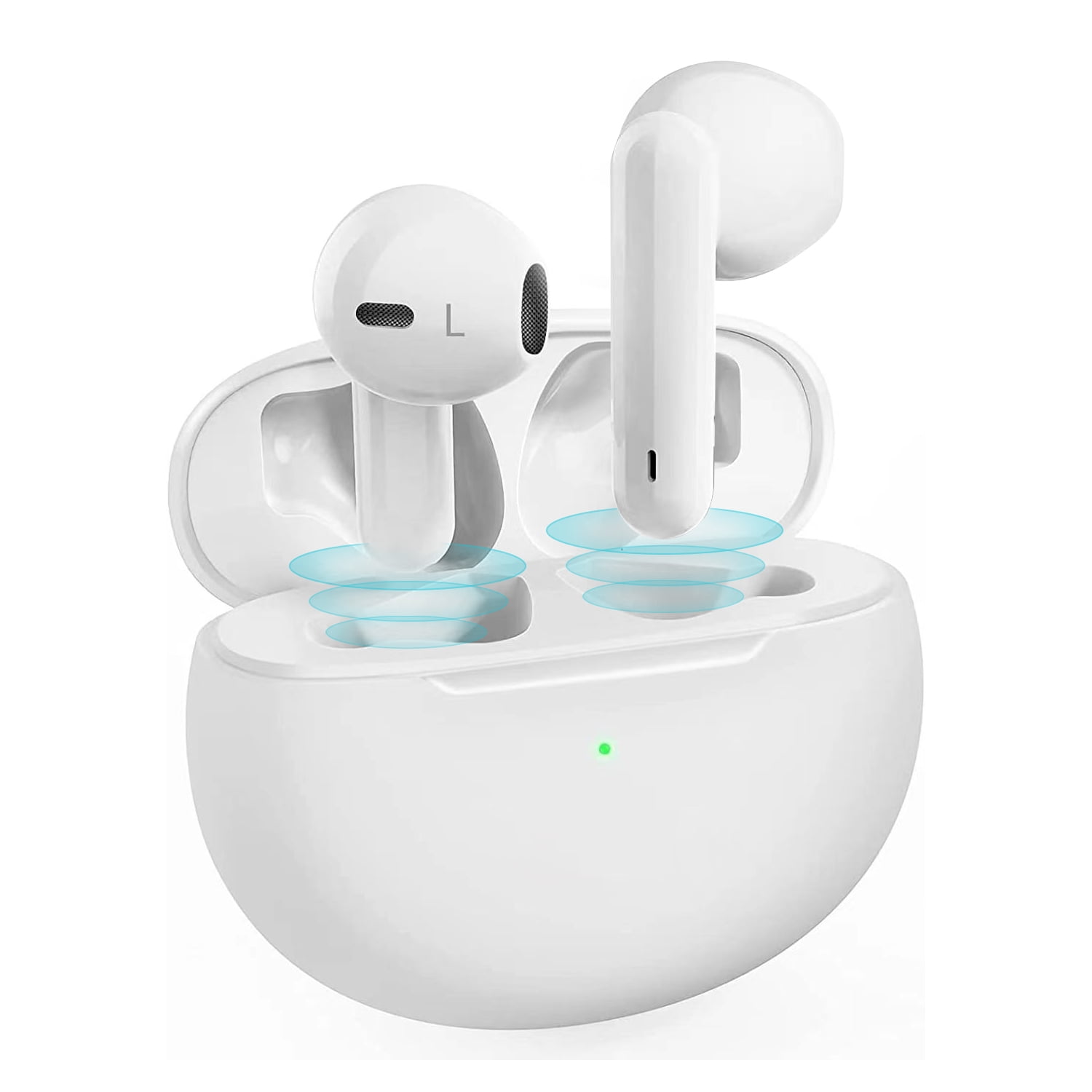 Rechargeable Personal Sound Amplifier Device, Pair of Earbud-Like Sound Amplifier for Senior and Adult Daily Living, with Portable Magnetic Charging Case White