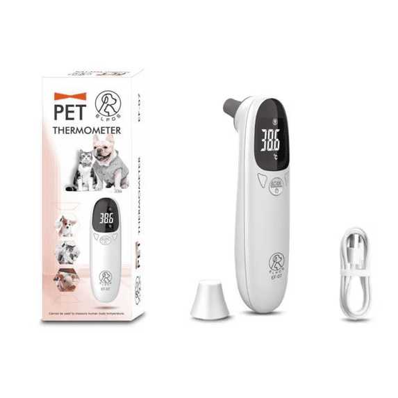 Rechargeable Pet Ear Thermometer, 1Second Accurate Reading Animal Temperature Meter for Dogs Cats Pigs Cattle Sheep, LCD Digital Display Veterinary Home Use