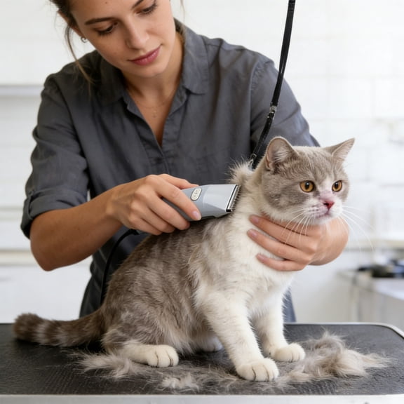 Rechargeable Pet Grooming Kit, Dog Cat Hair Clippers with Nail File, USB Cordless Trimmer Set, Low Noise, Washable Blade, Multi-Comb Accessories, White