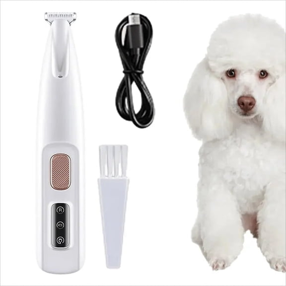 Rechargeable Pet Hair Trimmer Kit, Pet Precision Hair Trimmer, Dog Paw Trimmer with LED Light, Low Noise, Waterproof Pet Hair Shaver for Dogs and Cats, Pet-Safe Blade for Feet, Ears, Face
