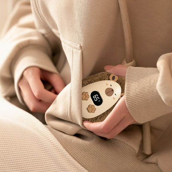 Rechargeable Plush Hand Warmer, 3-Speed Adjustable 45-65℃ Electric Pocket Heater with LED Display, Portable Warmth for Winter Outdoor and Indoor Use