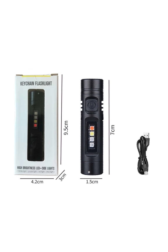 Rechargeable Pocket Flashlight,Mini Keychain Light with Fire Starter & Window Breaker,Multi Mode Lighting with Bright Beam Strobe,Sidelights for Outdoor Camping, Emergency