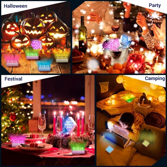 Rechargeable Pool Lights with Remote, 13 LEDs Waterproof Magnetic Underwater Light, 16 Color Changing Submersible Light for Above Ground Inground Pool, Pond, Hottub, Fountain, Party, 4 Pack