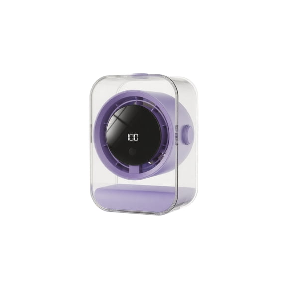 Rechargeable Portable Desk Fan 5 Inch Compact Cooling Fan Usb Powered Small Personal Fan Digital Display Table Air Circulator for Home Car Office Travel Use Purple 1 Pack
