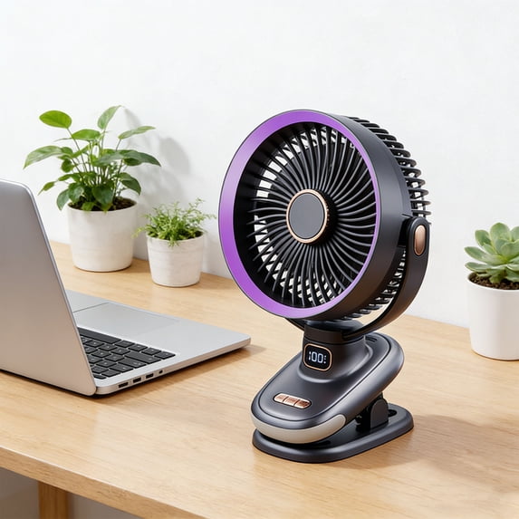 Rechargeable Portable Fan, 10000mAh Air Circulation Fan with LED Light, Wall Mounted Desktop Fan, Quiet USB Fan with 5 Speeds, Oscillating for Home Office Camping