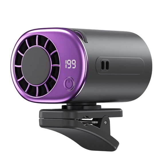 Rechargeable Portable Fan, Mini Clip on Fan, 3X2 In, Battery Operated, Outdoor Activities, Purple Gray, Sliding Lanyard, 1 Set