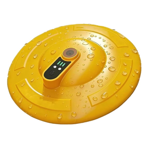 Rechargeable Portable Fish Tank Floating Aerator for Outdoor Fishing, 4.6 Inch Waterproof Bait Bucket Bubbler with Magnetic Charging, Round Aerator for Live Bait and Fishing Trips,Yellow