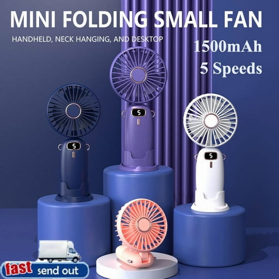 Rechargeable Portable Mini Hand Held Small Folding Desk Fans Cooler Cooling-USB White