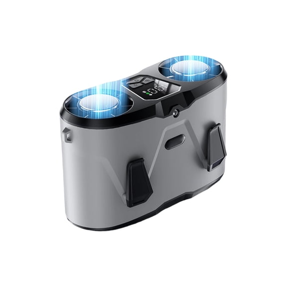 Rechargeable Portable Waist Fan, High-Speed Wearable Waist Fan,Portable USB Clip Belt Fan, LED Display & Flashlight, Waist Cooling Fan for Outdoor Camping Jobsite,Gray