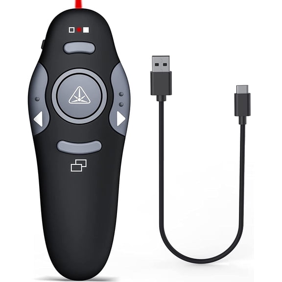 Rechargeable Presentation Clicker with Red Laser Pointer,Wireless Presenter Remote Powerpoint Clicker for Laptop Presentations,Silde Advancer for Office Classroom