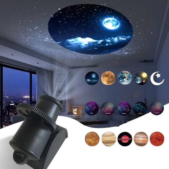 Rechargeable Projection Lamp, Photography Light, Night Light, Earth Moon Lamp, Portable, USB Charging, 15 Films, 1 Count