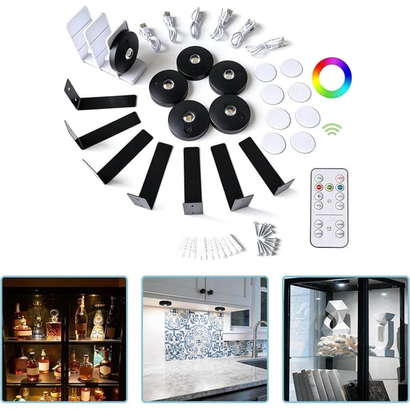 Rechargeable Puck Lights with Remote, 3 Color Temperatures Dimmable LED Puck Light, 1200mAh Stick- Closet Light, 6 Pack with Dock
