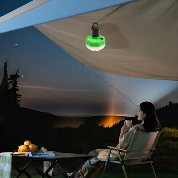 Rechargeable Pumpkin Lantern with Hanging Hook for Camping, Tents, and Emergency Outdoor Use