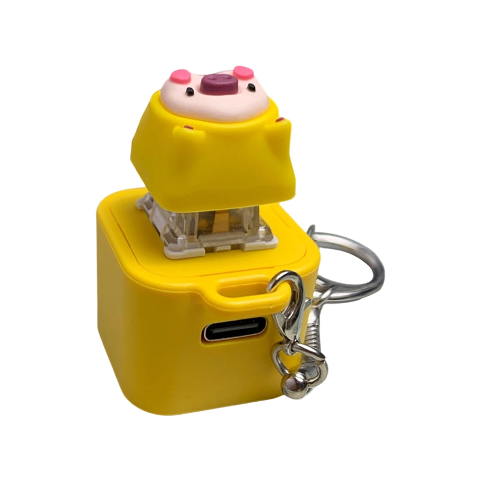 Porte-clés Canard Shaker – Keycap Fidget, Lumière Et Hochet, Anti-stress, Jaune 6x5,3 Cm