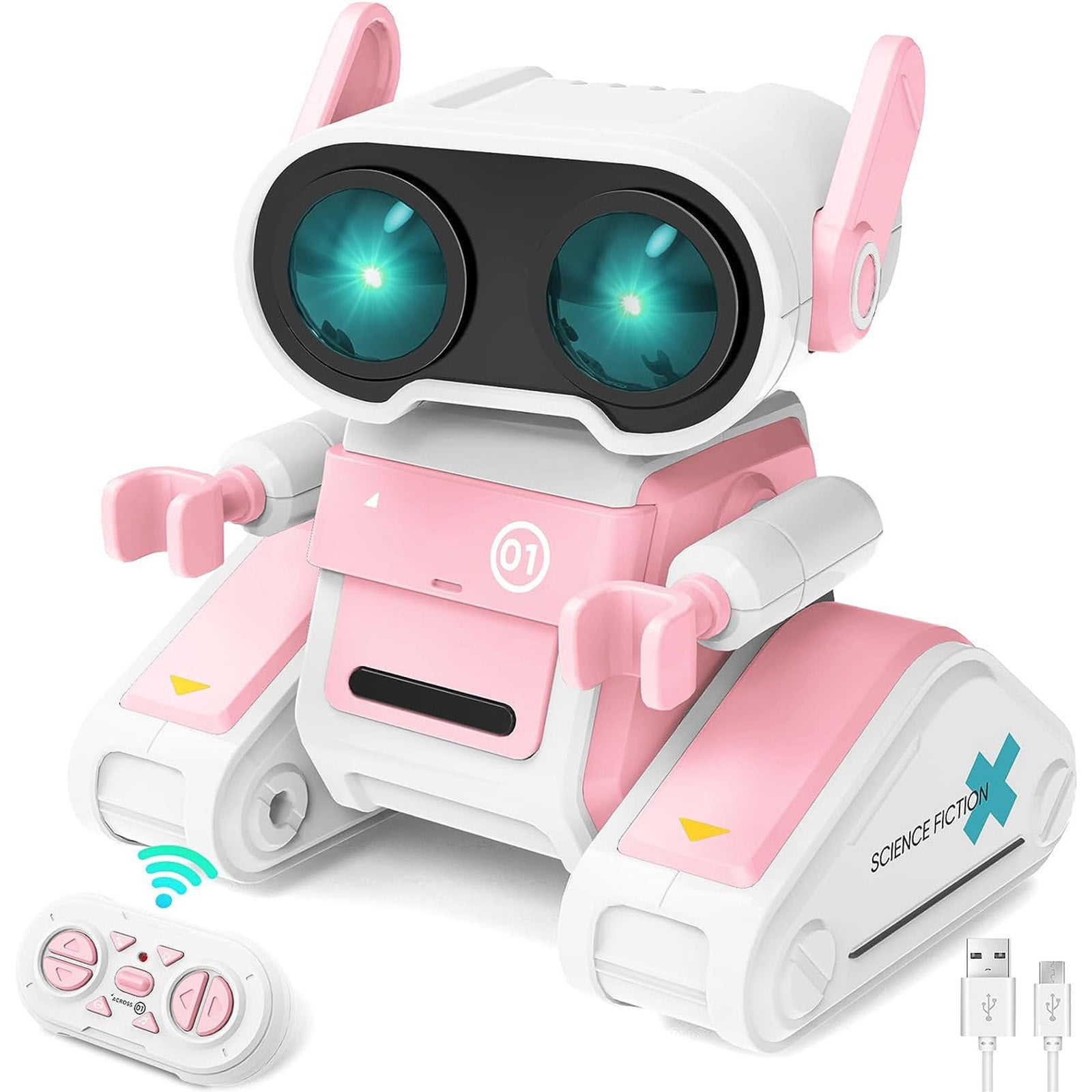 Rechargeable RC Robot Remote Toy,Intelligent 2.4G Control Robot Toy,Walking Dancing Music Light Toy, Educational Interactive Robot Toy,Hand Eye Coordination Development Toy,USB Charging Robot Toy