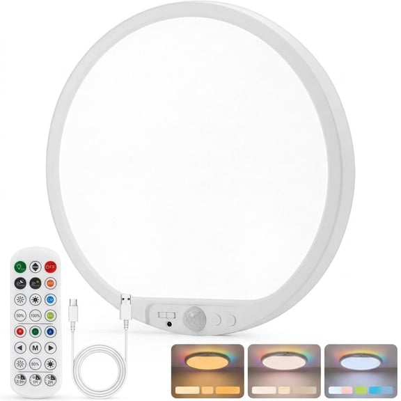 Heyiupe 10000mAh Battery Operated Ceiling Light with Remote RGB Backlight