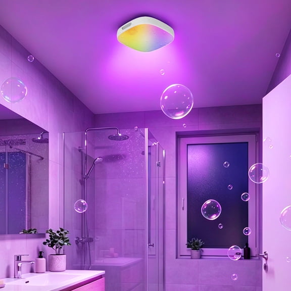 Rechargeable RGB Shower Light 16 Color Dimmable Waterproof Magnetic Bathroom Lamp Touch & Remote Control Wireless LED Ceiling Wall Light for Bathtub Shower Spa Bathroom Decor