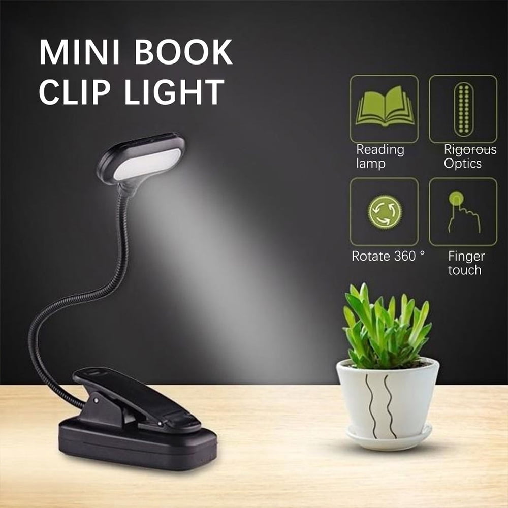Rechargeable Reading Light, 6LED Clip On Book Light with 3 Modes LED