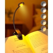 Rechargeable Clip On Reading Light, 5 Color Temperatures Stepless Dimming, Black